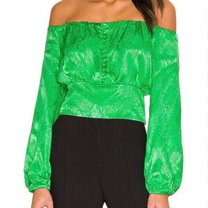 AFRM Vibrant Green Off-Shoulder Blouse